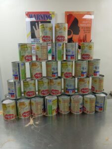 Baby food tins