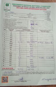 Polling unit result sheets